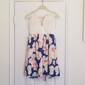 Floral Strapless Dress Sweetheart Neckline